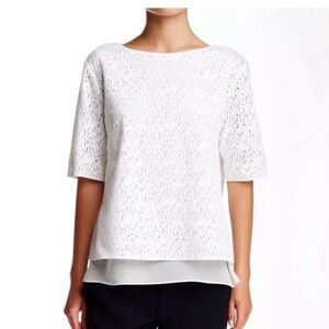 Vince womens silk top size large white short sleeve blouse